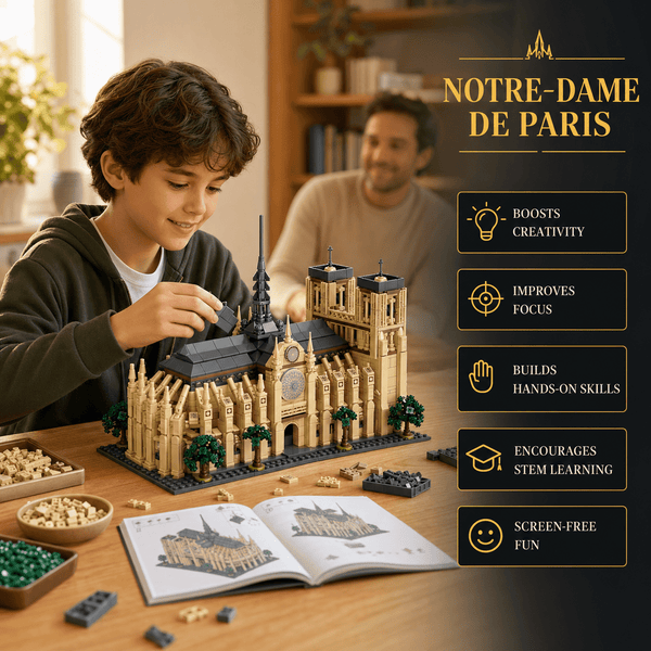 JYRUE Notre Dame de Paris Building Set, 1757-Piece Paris Cathedral Architecture Model Building Blocks Kit with Twin Towers and Display Base, DIY Construction Toy for Teens and Adults