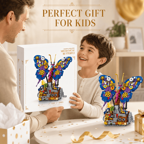 JYRUE Mechanical Butterfly Building Set, 624-Piece Butterfly Model Building Blocks Kit with Gear Design and Display Base, DIY STEM Construction Toy for Kids, Teens and Adults, Ages 6+