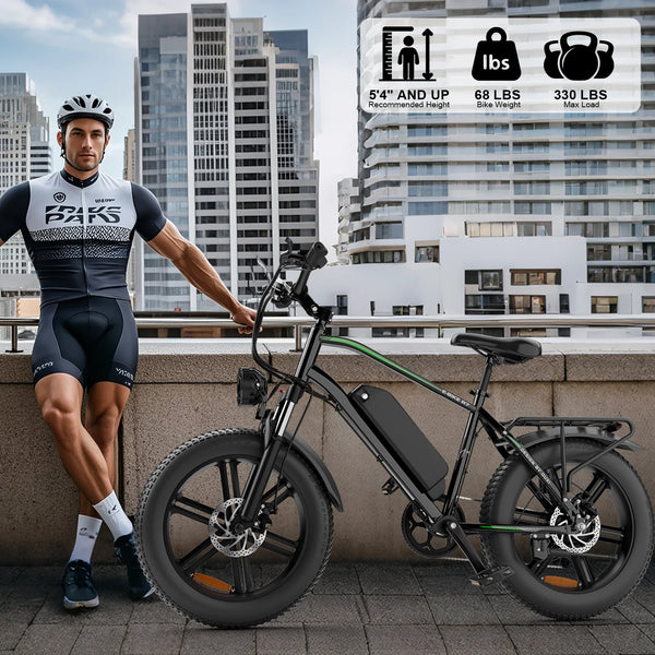 VTOKW Electric Bike, Peak 1000W Electric Bicycles for Adults, 20X4.0" Fat Tire Ebike, 48V/13AH Battery, 25MPH E-Mountain Bike for Cycling & Off-Road, 7-Speed Front Suspension Ebike for Adults UL2849