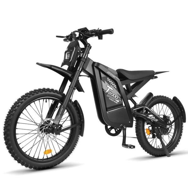T2000 Electric Dirt Bike for Adults, 3000W Peak Electric Motorcycle 37MPH 48V 30Ah Battery, 85+Miles Electric Bike, 24" Fat Tire Ebike, Dual Hydraulic Brakes Mountain Bike, Full Suspension, UL2849