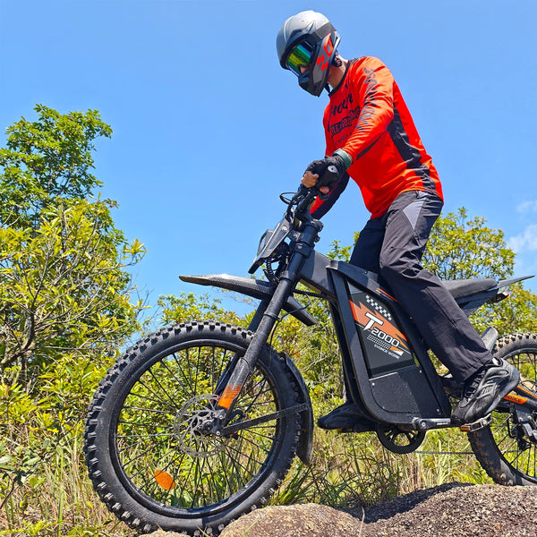 T2000 Electric Dirt Bike for Adults, 3000W Peak Electric Motorcycle 37MPH 48V 30Ah Battery, 85+Miles Electric Bike, 24" Fat Tire Ebike, Dual Hydraulic Brakes Mountain Bike, Full Suspension, UL2849
