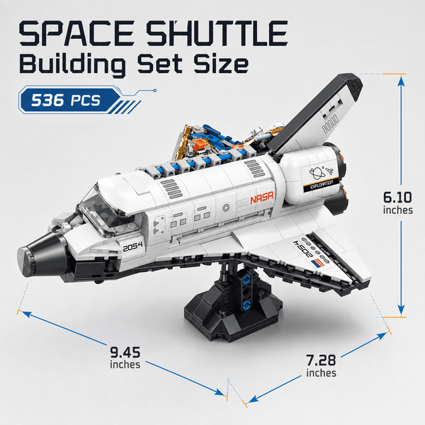 JYRUE Space Shuttle Building Set, 536-Piece Spacecraft Model Building Blocks Kit with Opening Cargo Bay, Detachable Satellite and Display Stand, DIY STEM Toy for Kids, Teens and Adults, Ages 8+