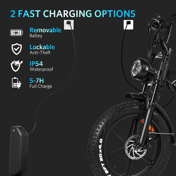 VTOKW Electric Bike for Adults, 1000W Peak Motor Adult Electric Bicycle, 48V 15Ah Battery, Up to 31MPH, 20'' Fat Tire Ebike, Dual Disc Brakes Mountain Bike for Cycling, 7 Speed E Bike, E-bike UL2849