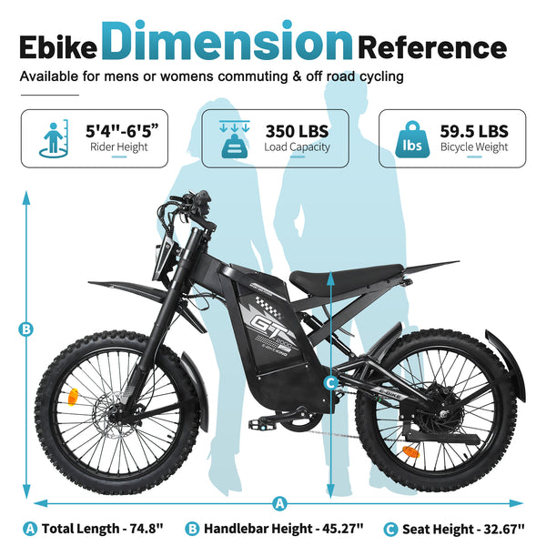 T2000 Electric Dirt Bike for Adults, 3000W Peak Electric Motorcycle 37MPH 48V 30Ah Battery, 85+Miles Electric Bike, 24" Fat Tire Ebike, Dual Hydraulic Brakes Mountain Bike, Full Suspension, UL2849