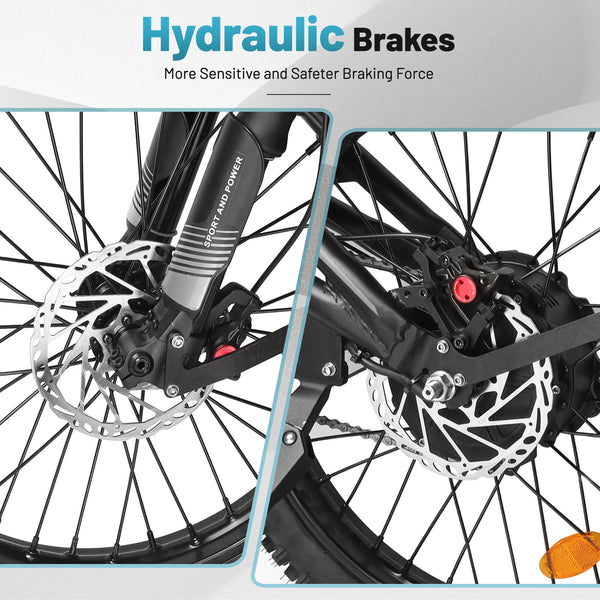 T2000 Electric Dirt Bike for Adults, 3000W Peak Electric Motorcycle 37MPH 48V 30Ah Battery, 85+Miles Electric Bike, 24" Fat Tire Ebike, Dual Hydraulic Brakes Mountain Bike, Full Suspension, UL2849