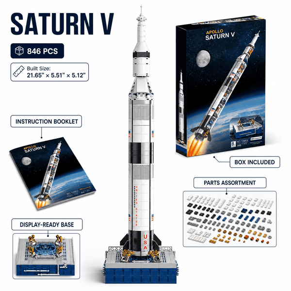 JYRUE Space Rocket Building Set, 846-Piece Large Space Launch Vehicle Model Building Blocks Kit with Display Base, DIY STEM Construction Toy for Kids, Teens and Adults, Ages 8+