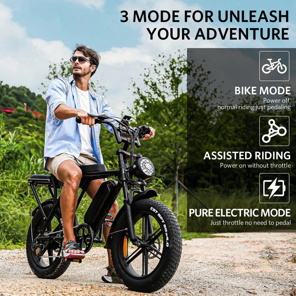 VTOKW Electric Bike for Adults, 1000W Peak Motor Adult Electric Bicycle, 48V 15Ah Battery, Up to 31MPH, 20'' Fat Tire Ebike, Dual Disc Brakes Mountain Bike for Cycling, 7 Speed E Bike, E-bike UL2849