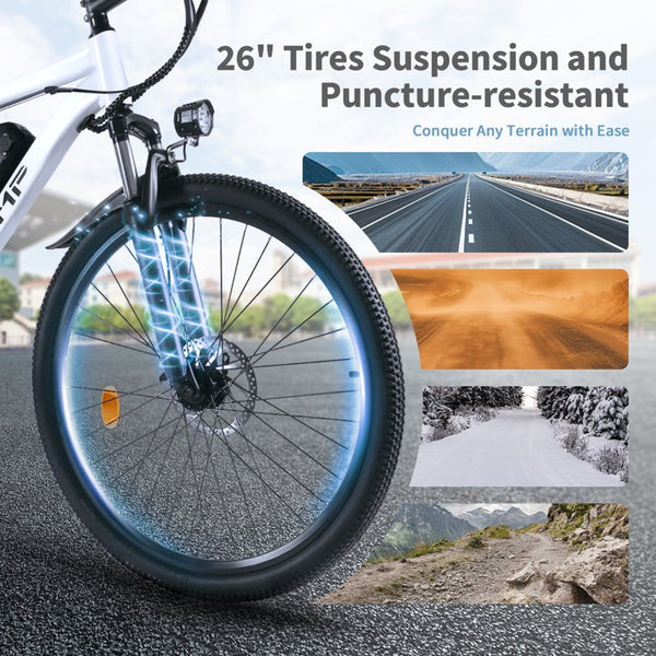 VTOKW 26" Electric Bike for Adults, 500W Ebike with 36V 10.4Ah Battery, 20MPH Electric Bicycles, E-bike for Adults, E Bike UL2849