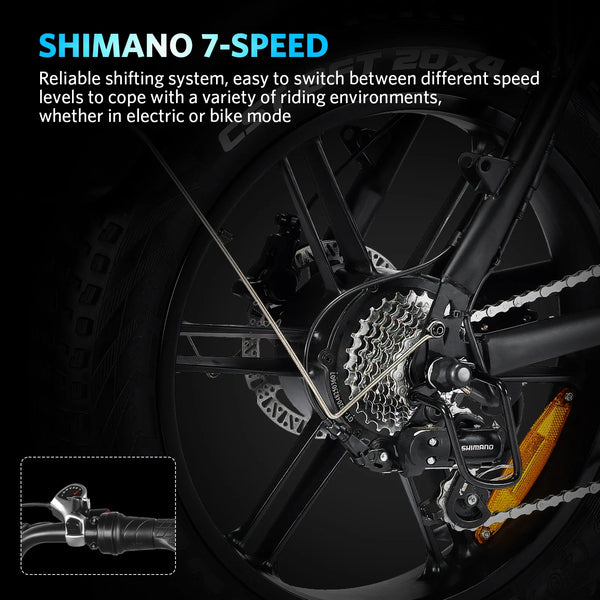 VTOKW Electric Bike for Adults, 1000W Peak Motor Adult Electric Bicycle, 48V 15Ah Battery, Up to 31MPH, 20'' Fat Tire Ebike, Dual Disc Brakes Mountain Bike for Cycling, 7 Speed E Bike, E-bike UL2849