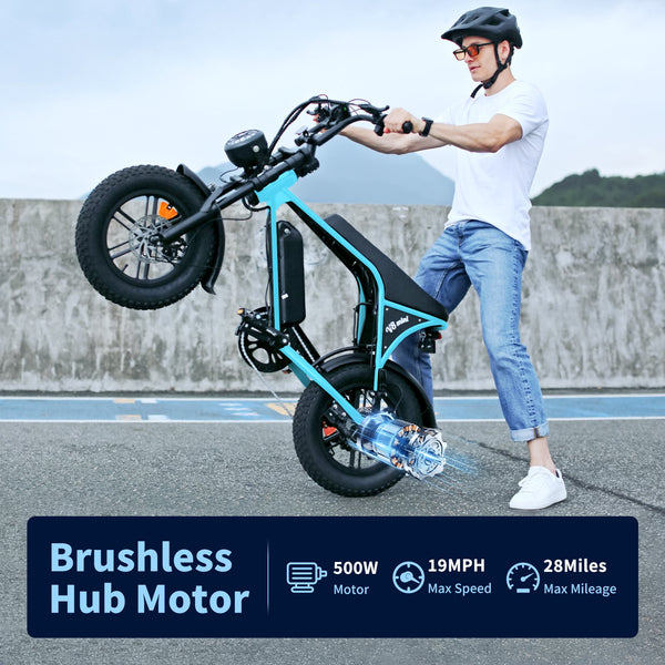 VTOKW Electric Bike for Adults, 500W Electric Bicycles with 36V 10.4Ah Battery, 16" Fat Tire Ebike, 20MPH E-Bike, E Bike for Adults UL2849