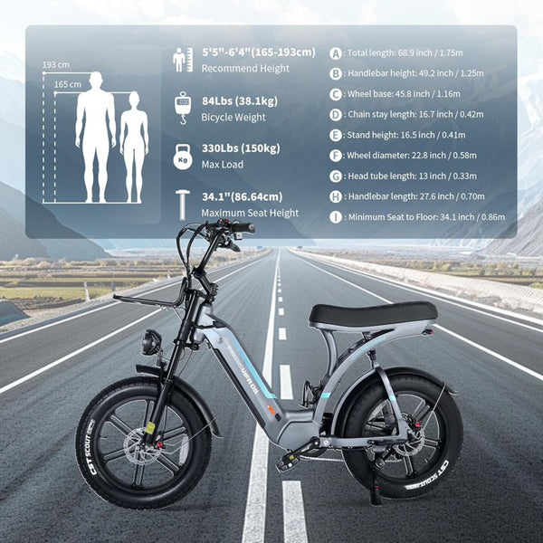 VTOKW Electric Bike for Adults, 750W Electric Bicycles, 20'' Fat Tire Ebike for Adults, 48V 20Ah Battery, 31 MPH Mountain Bike, Hydraulic Brake 7 Speed E-bike, Bicicleta Eléctrica para Adultos UL2849