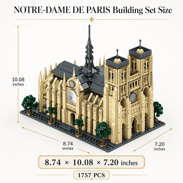 JYRUE Notre Dame de Paris Building Set, 1757-Piece Paris Cathedral Architecture Model Building Blocks Kit with Twin Towers and Display Base, DIY Construction Toy for Teens and Adults