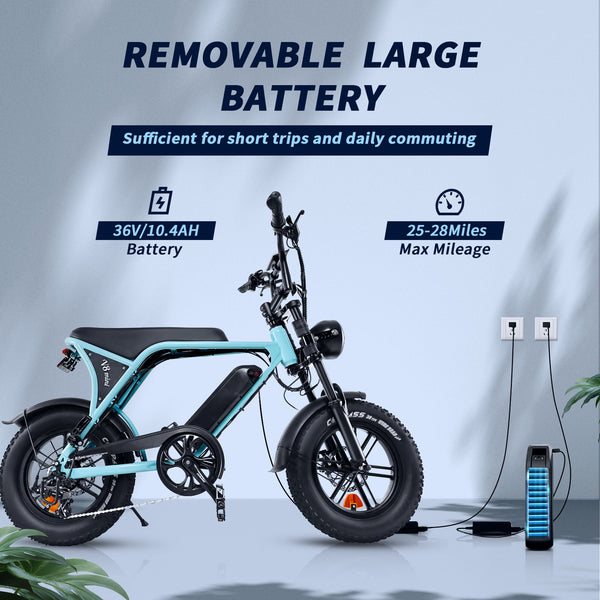VTOKW Electric Bike for Adults, 500W Electric Bicycles with 36V 10.4Ah Battery, 16" Fat Tire Ebike, 20MPH E-Bike, E Bike for Adults UL2849
