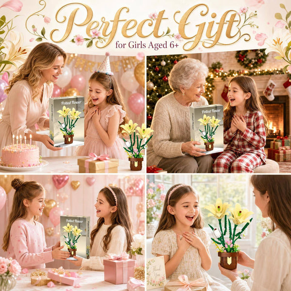 JYRUE Lily Flowers Building Set, 296-Piece Potted Flower Building Blocks, Botanical DIY Building Kit for Women, Girls and Adults, Ages 6+