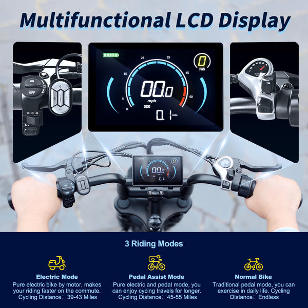 VTOKW Electric Bike for Adults, 500W Electric Bicycles with 36V 10.4Ah Battery, 16" Fat Tire Ebike, 20MPH E-Bike, E Bike for Adults UL2849