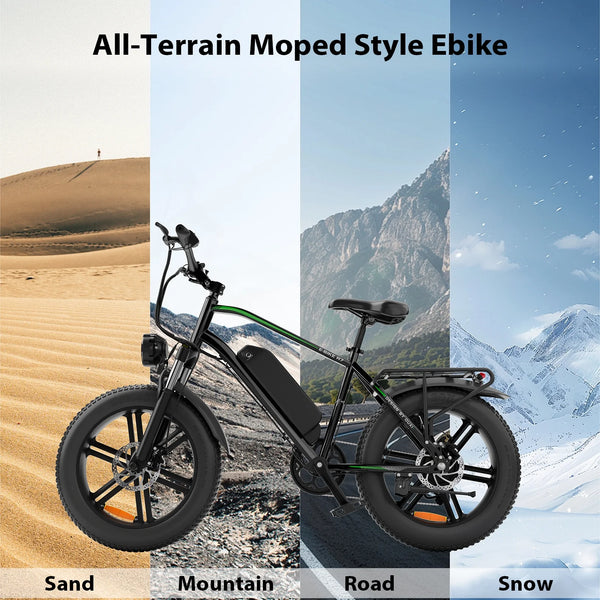 VTOKW Electric Bike, Peak 1000W Electric Bicycles for Adults, 20X4.0" Fat Tire Ebike, 48V/13AH Battery, 25MPH E-Mountain Bike for Cycling & Off-Road, 7-Speed Front Suspension Ebike for Adults UL2849