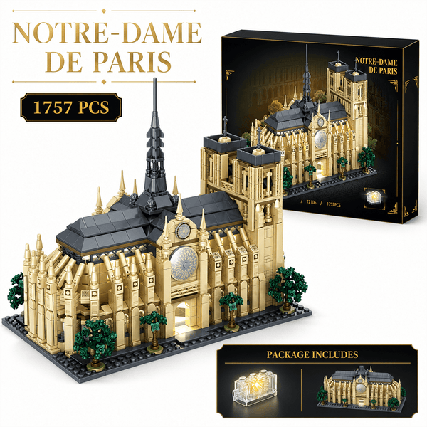 JYRUE Notre Dame de Paris Building Set, 1757-Piece Paris Cathedral Architecture Model Building Blocks Kit with Twin Towers and Display Base, DIY Construction Toy for Teens and Adults
