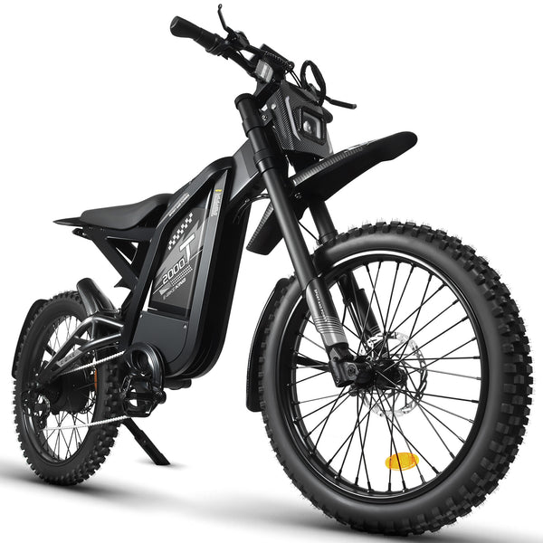 T2000 Electric Dirt Bike for Adults, 3000W Peak Electric Motorcycle 37MPH 48V 30Ah Battery, 85+Miles Electric Bike, 24" Fat Tire Ebike, Dual Hydraulic Brakes Mountain Bike, Full Suspension, UL2849