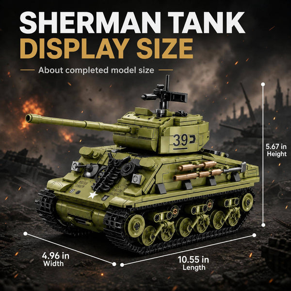 JYRUE Sherman Military Tank Building Set, 991-Piece WW2 Army Vehicle Model Building Blocks Kit, Collectible Tank Toy for Boys and Adults, Ages 6+