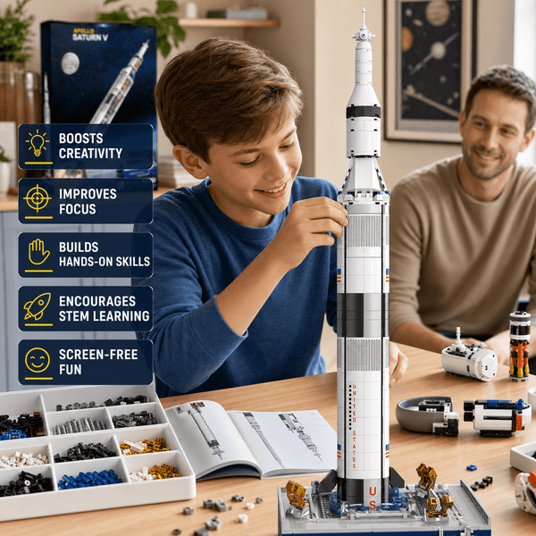JYRUE Space Rocket Building Set, 846-Piece Large Space Launch Vehicle Model Building Blocks Kit with Display Base, DIY STEM Construction Toy for Kids, Teens and Adults, Ages 8+