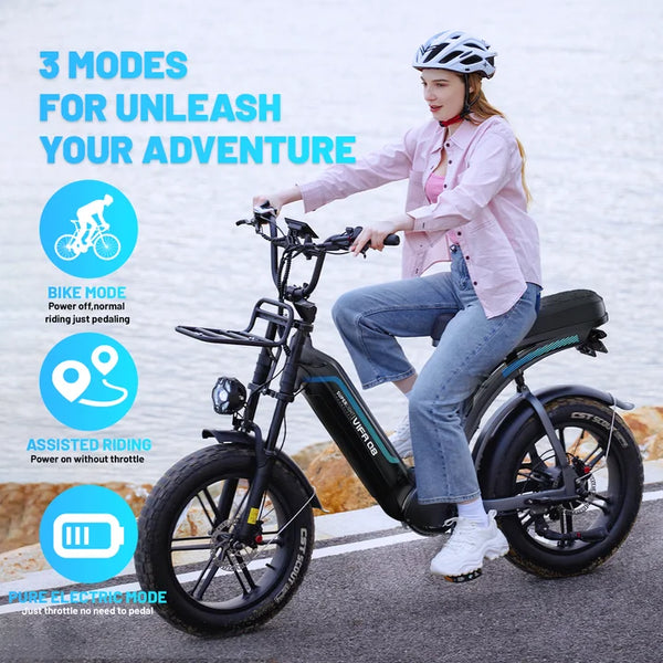 VTOKW Electric Bike for Adults, 750W Electric Bicycles, 20'' Fat Tire Ebike for Adults, 48V 20Ah Battery, 31 MPH Mountain Bike, Hydraulic Brake 7 Speed E-bike, Bicicleta Eléctrica para Adultos UL2849