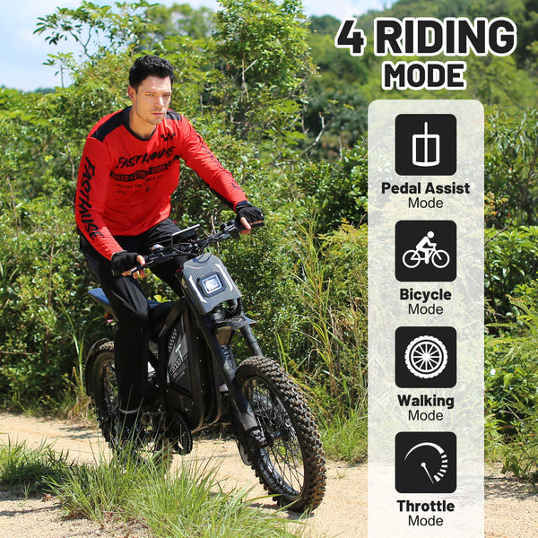 T2000 Electric Dirt Bike for Adults, 3000W Peak Electric Motorcycle 37MPH 48V 30Ah Battery, 85+Miles Electric Bike, 24" Fat Tire Ebike, Dual Hydraulic Brakes Mountain Bike, Full Suspension, UL2849