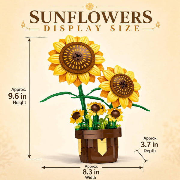 JYRUE Sunflower Building Set, 291-Piece Potted Flower Building Blocks, Botanical DIY Building Kit for Women, Girls and Kids, Ages 6+
