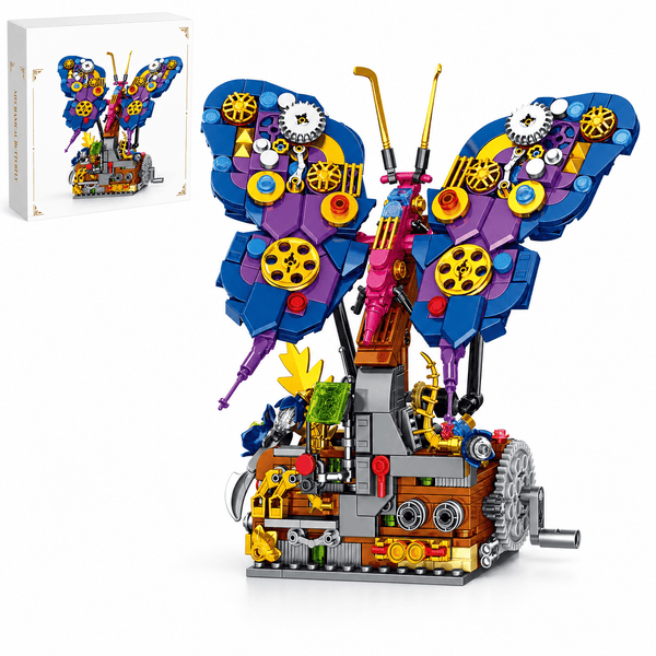 JYRUE Mechanical Butterfly Building Set, 624-Piece Butterfly Model Building Blocks Kit with Gear Design and Display Base, DIY STEM Construction Toy for Kids, Teens and Adults, Ages 6+