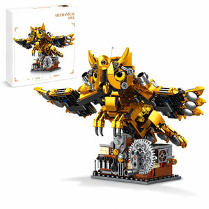 JYRUE Mechanical Owl Building Set, 606-Piece Bird Model Building Blocks Kit with Golden Details, DIY STEM Construction Toy for Boys, Girls and Adults, Ages 6+