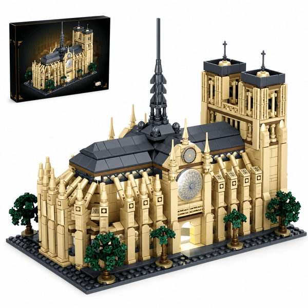 JYRUE Notre Dame de Paris Building Set, 1757-Piece Paris Cathedral Architecture Model Building Blocks Kit with Twin Towers and Display Base, DIY Construction Toy for Teens and Adults