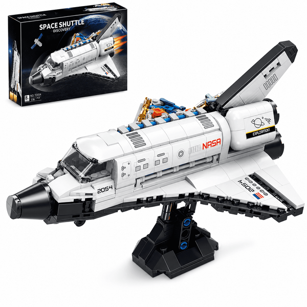 JYRUE Space Shuttle Building Set, 536-Piece Spacecraft Model Building Blocks Kit with Opening Cargo Bay, Detachable Satellite and Display Stand, DIY STEM Toy for Kids, Teens and Adults, Ages 8+