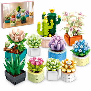JYRUE Succulent Plants Building Set, 832-Piece Botanical Building Blocks Kit with 9 Potted Plant Models, DIY Artificial Flower and Cactus Decor, Gifts for Women, Girls and Adults, Ages 6+