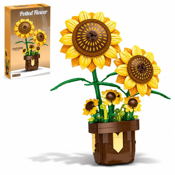 JYRUE Sunflower Building Set, 291-Piece Potted Flower Building Blocks, Botanical DIY Building Kit for Women, Girls and Kids, Ages 6+