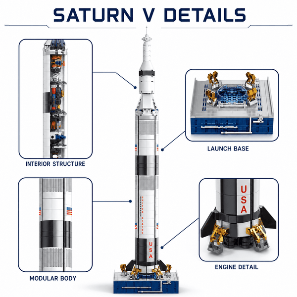 JYRUE Space Rocket Building Set, 846-Piece Large Space Launch Vehicle Model Building Blocks Kit with Display Base, DIY STEM Construction Toy for Kids, Teens and Adults, Ages 8+