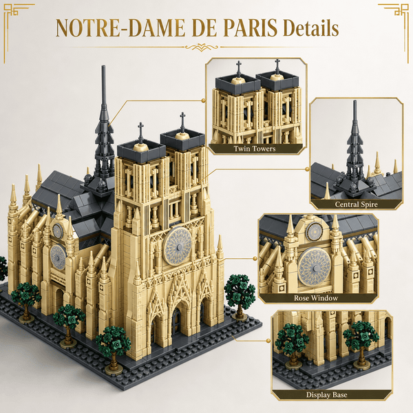 JYRUE Notre Dame de Paris Building Set, 1757-Piece Paris Cathedral Architecture Model Building Blocks Kit with Twin Towers and Display Base, DIY Construction Toy for Teens and Adults